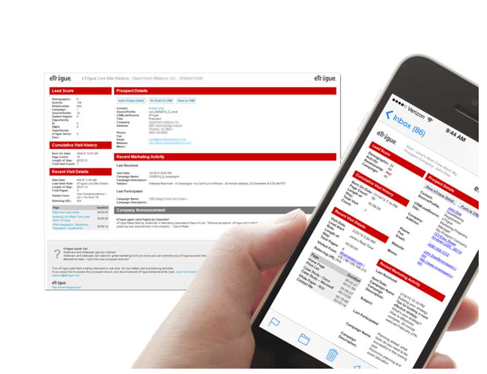 screenshot of eTrigue DemandCenter